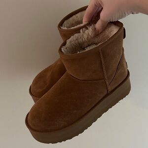 UGG Chestnut Suede Platform Boots